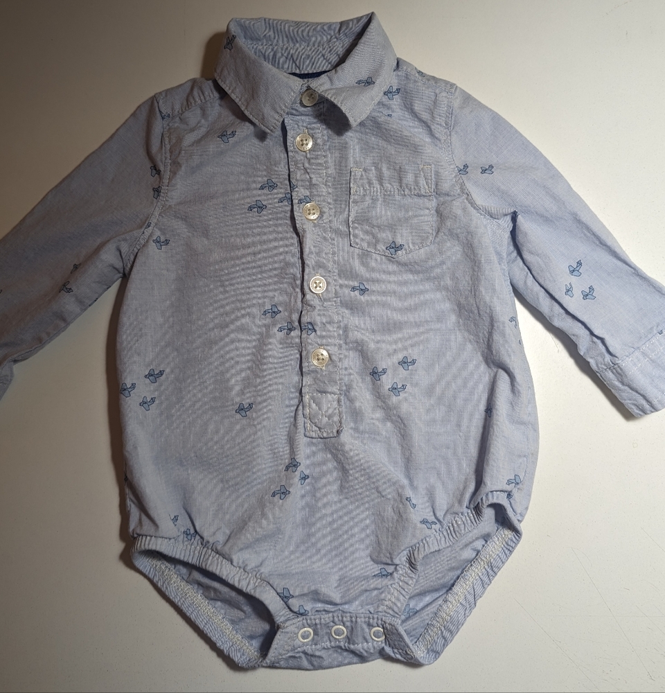 OshKosh B'gosh 9M Blue Airplane Onesie